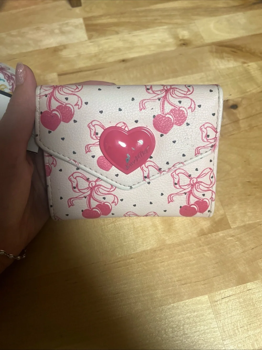 Betsey Johnson Pink Cherry Heart  Wallet